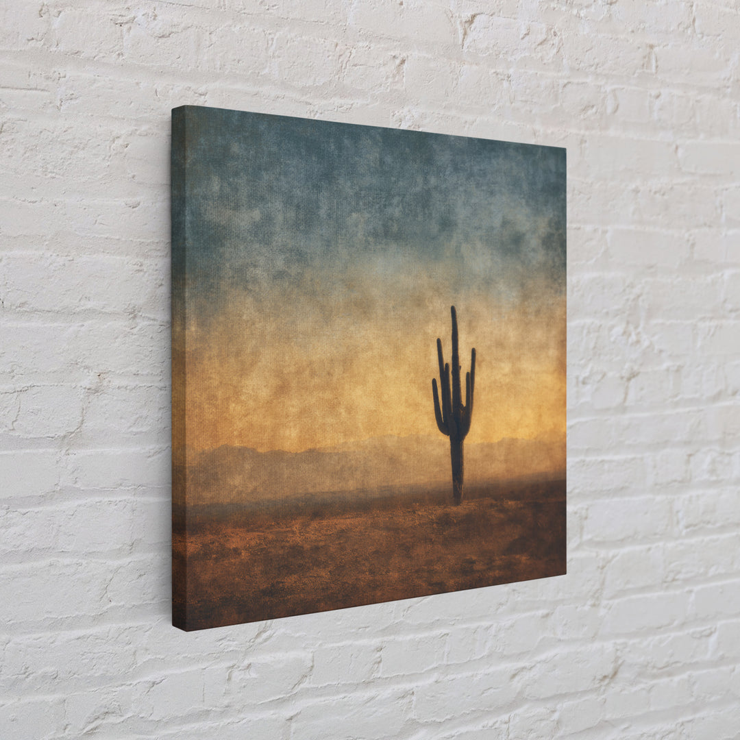 Monochrome Desert Cactus Silhouette Canvas Print, Black and White Art, Luxury Decor, Living Room Decor, Fine Art, Monochrome, BAW-1x1-45