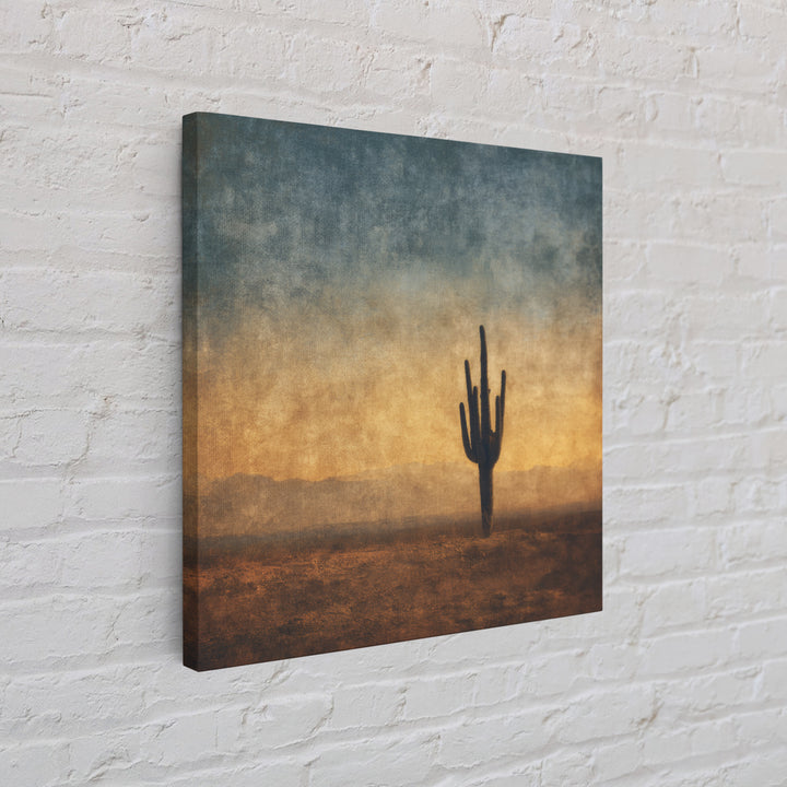 Monochrome Desert Cactus Silhouette Canvas Print, Black and White Art, Luxury Decor, Living Room Decor, Fine Art, Monochrome, BAW-1x1-45