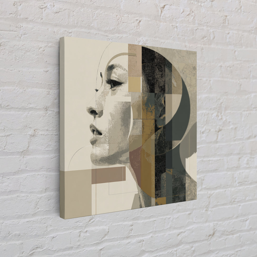 Monochrome Female Profile Canvas Print, Black and White Art, Room Decor, Living Room Decor, Abstract Art, Monochrome, BAW-1x1-49