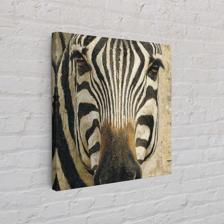 Zebra Stripe Closeup as Graphic Abstraction Canvas Print, Black and White Art, Living Room Decor, Monochrome, BAW-1x1-56