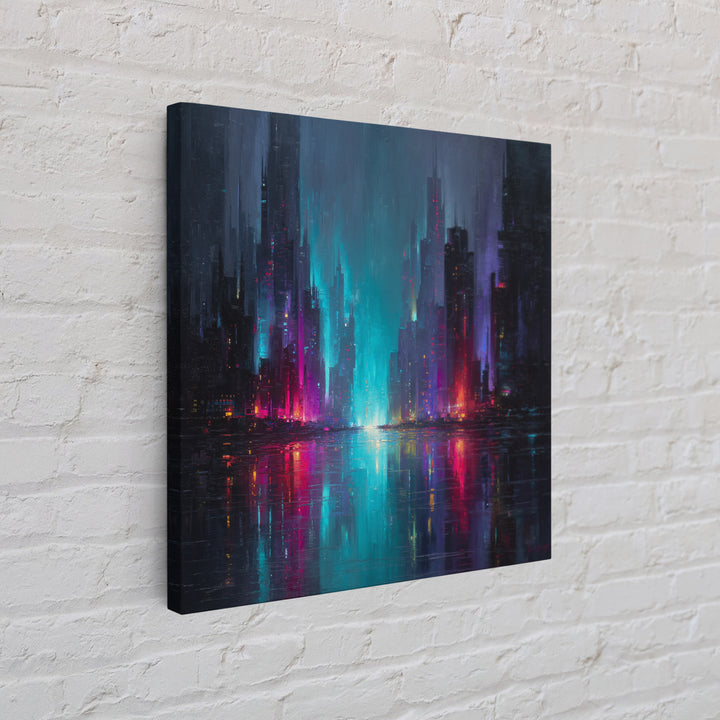 Monochrome City Skyline Reflected Canvas Print, Black and White Art, Gallery Decor, Living Room Decor, Fine Art, Monochrome, BAW-1x1-59