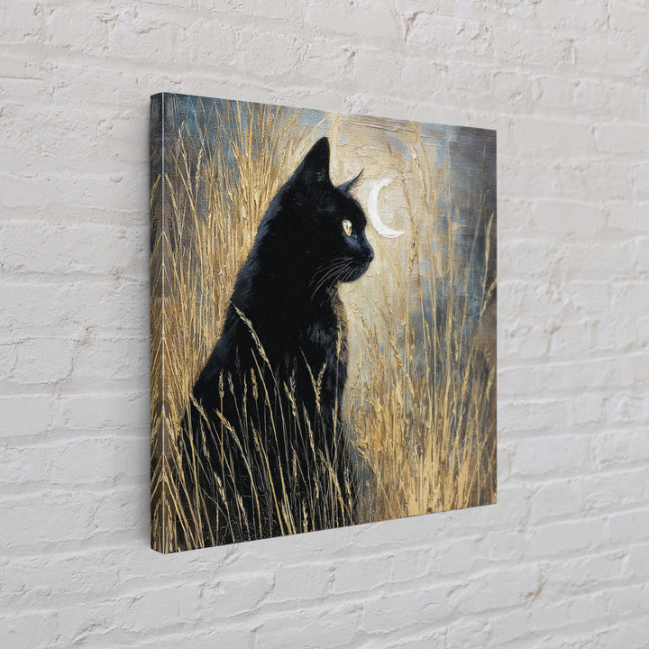 Black Cat Silhouette Framed Canvas Print, Black and White Art, Printable Art, Living Room Decor, Fine Art, Monochrome, BAW-1x1-64