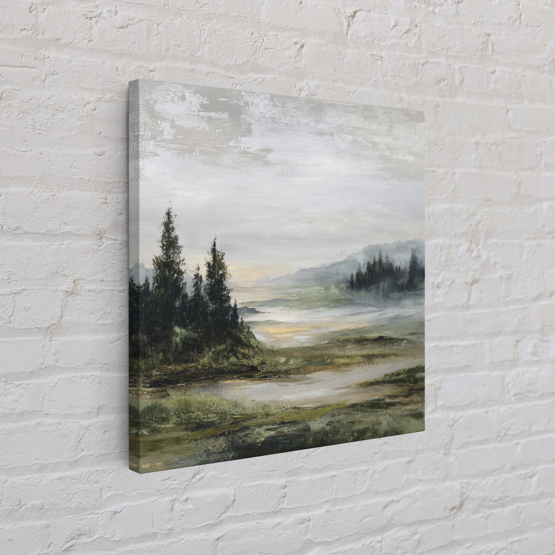Misty Bridge Landscape Framed Canvas Print, Black and White Art, Modern Decor, Living Room Decor, Fine Art, Monochrome, BAW-1x1-67