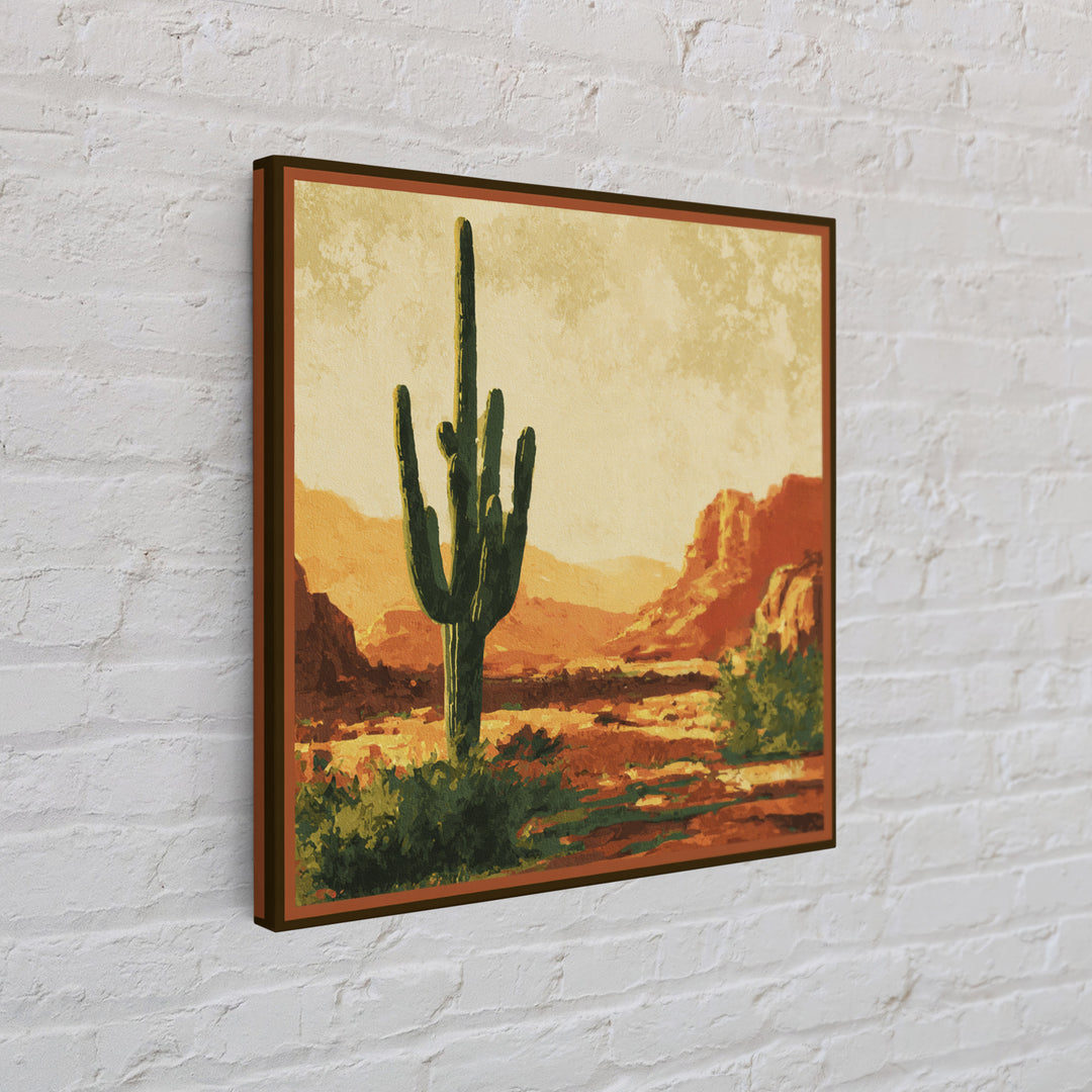 Monochrome Desert Cactus Silhouette Canvas Print, Black and White Art, Luxury Decor, Living Room Decor, Fine Art, Monochrome, BAW-1x1-69