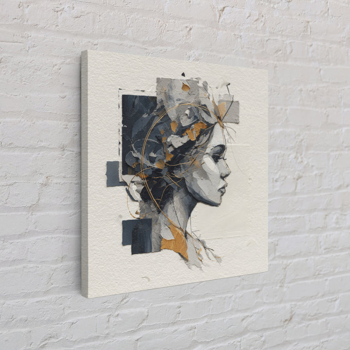 Monochrome Female Profile Framed Canvas Print, Black and White Art, Home Decor, Living Room Decor, Abstract Art, Monochrome, BAW-1x1-73