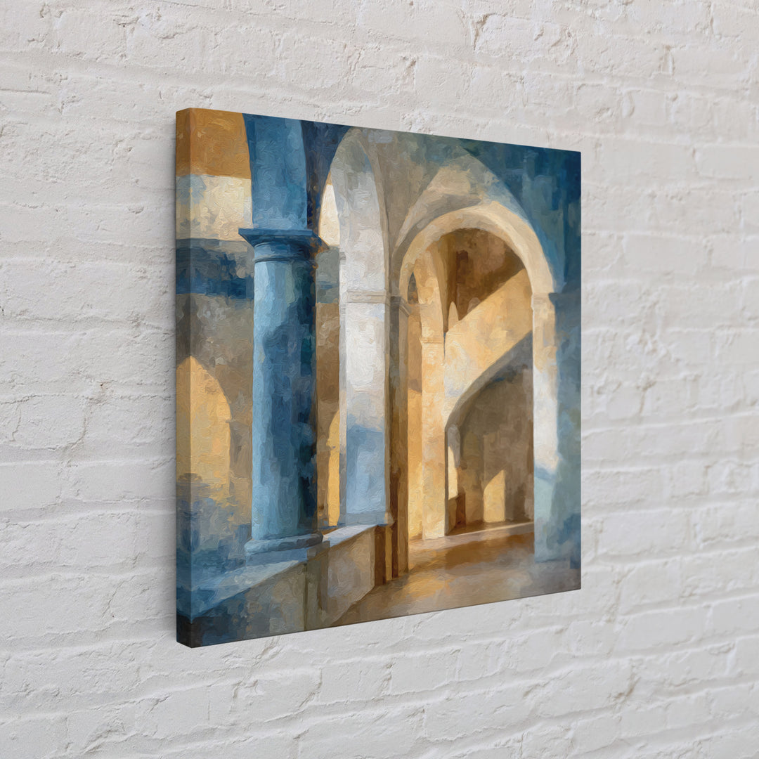 High Contrast Architectural Arches and Shadows Canvas Print, Black and White Art, Statement Artwork, Living Room Decor, BAW-1x1-75