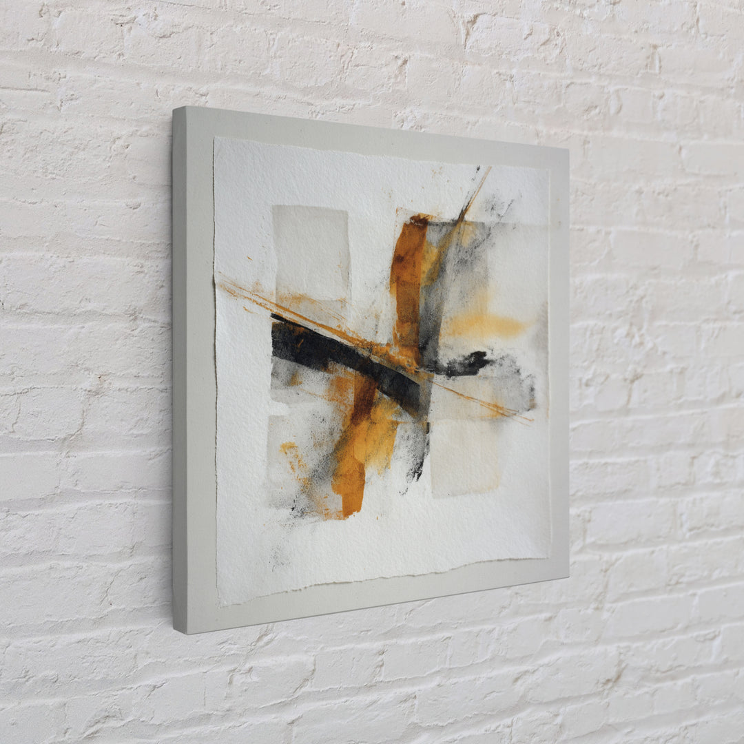 Abstract Charcoal Gestures on White Paper Canvas Print, Black and White Art, Retro Wall Art, Living Room Decor, Abstract Art, BAW-1x1-76