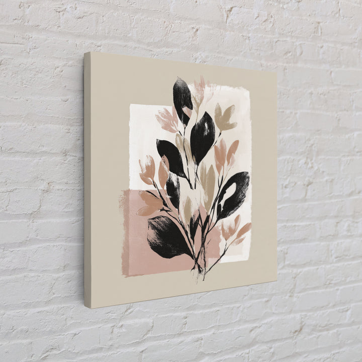 Minimal Botanical Branch Framed Canvas Print, Black and White Art, Statement Artwork, Living Room Decor, Fine Art, Monochrome, BAW-1x1-78