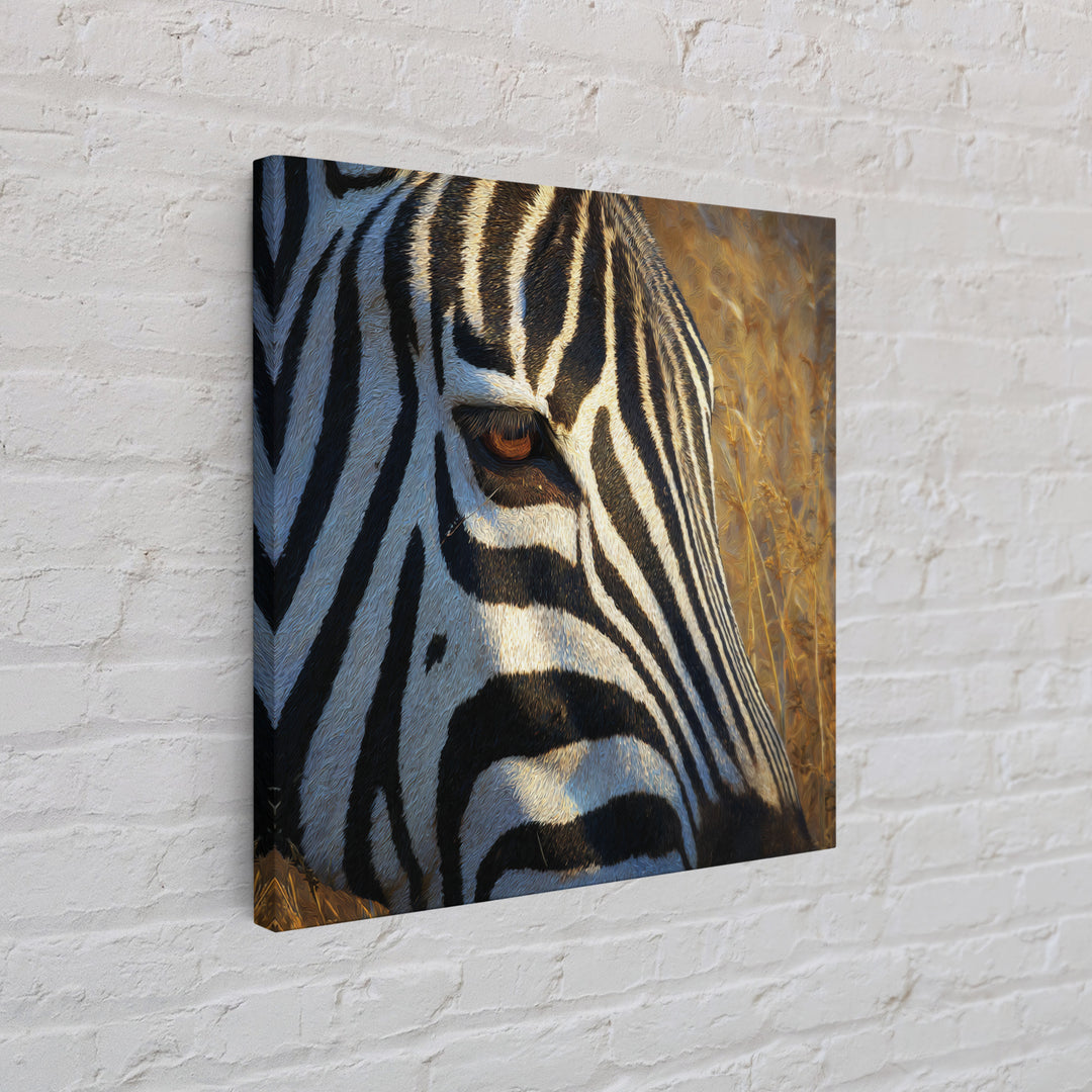 Zebra Stripe Closeup as Graphic Abstraction Framed Canvas Print, Black and White Art, Art Print, Living Room Decor, Monochrome, BAW-1x1-8