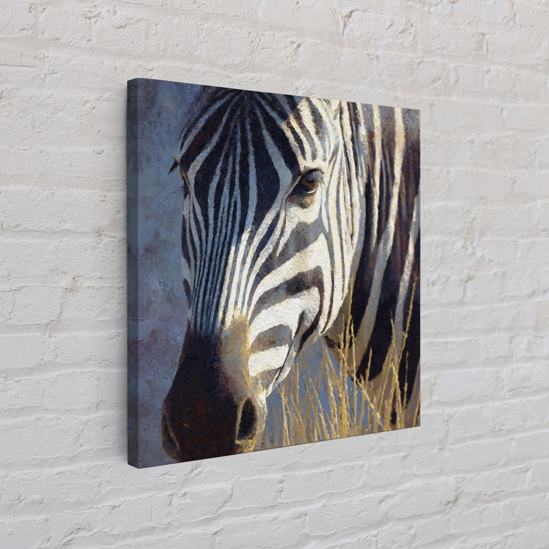 Zebra Stripe Closeup as Graphic Abstraction Canvas Print, Black and White Art, Fine Art Print, Living Room Decor, Monochrome, BAW-1x1-80