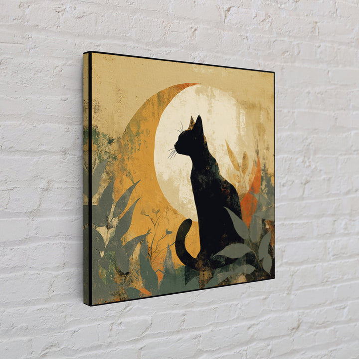 Black Cat Silhouette Framed Canvas Print, Black and White Art, Minimalist Decor, Living Room Decor, Fine Art, Monochrome, BAW-1x1-88
