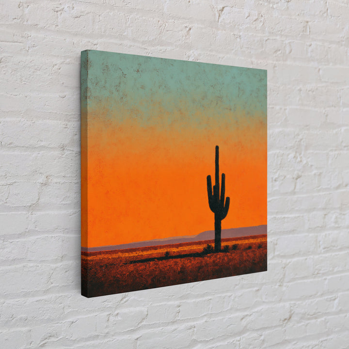 Monochrome Desert Cactus Silhouette Framed Canvas Print, Black and White Art, Wall Art, Living Room Decor, Fine Art, Monochrome, BAW-1x1-93