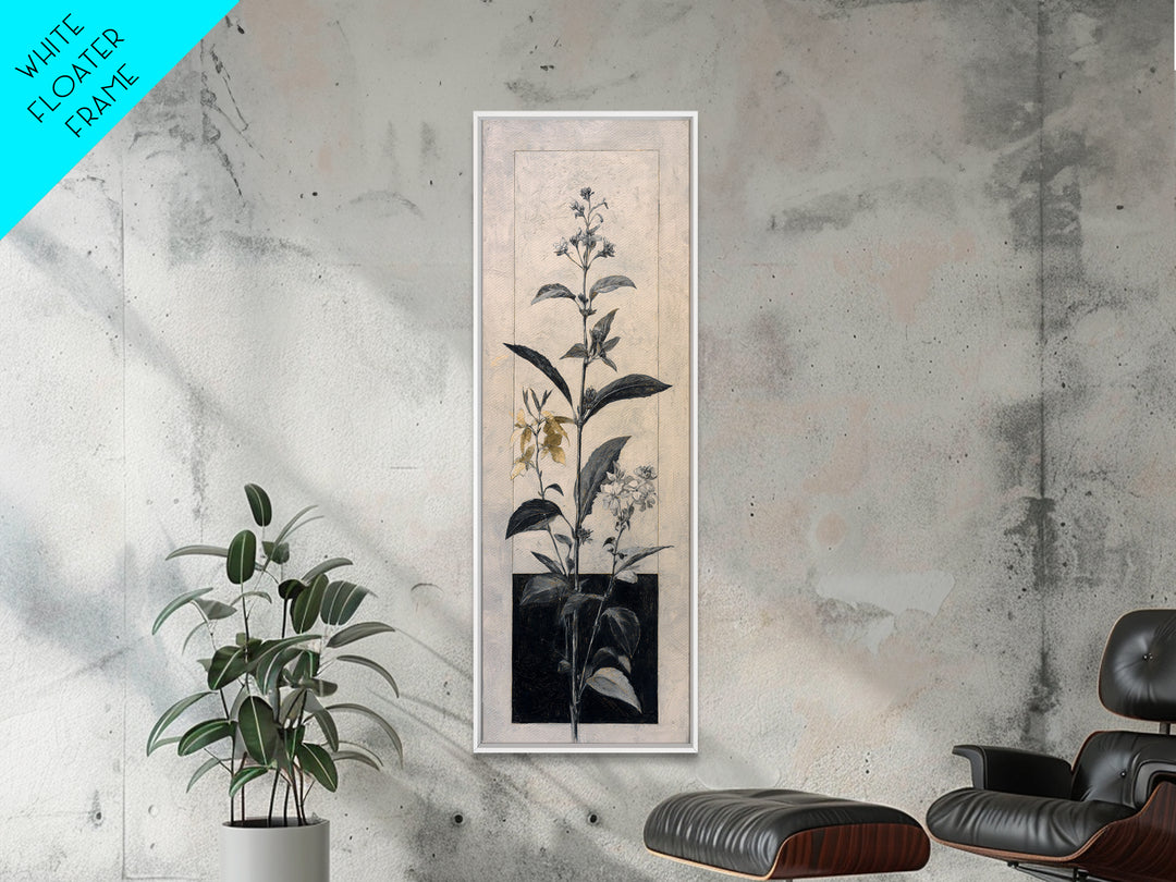 Black and White Botanical Specimen Plate Canvas Print, Black and White Art, Wood Wall Art, Living Room Decor, Monochrome, BAW-1x3-11
