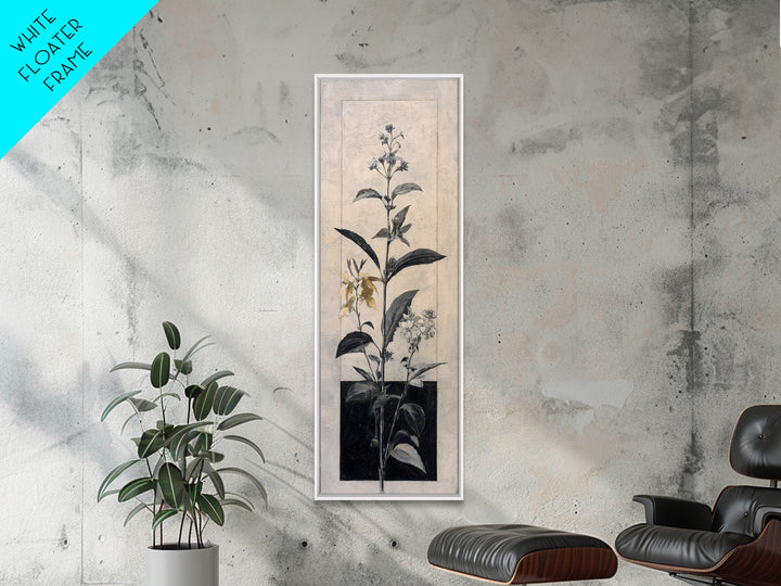 Black and White Botanical Specimen Plate Canvas Print, Black and White Art, Wood Wall Art, Living Room Decor, Monochrome, BAW-1x3-11