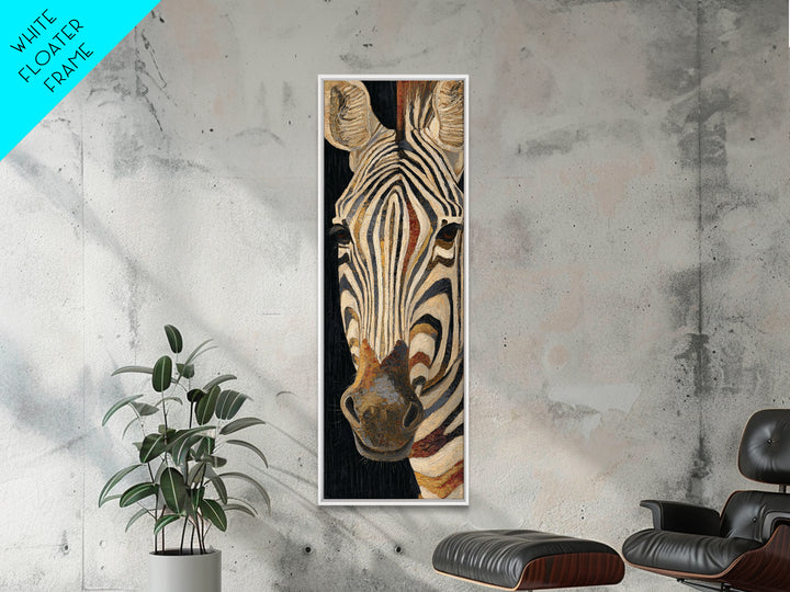 Zebra Stripe Closeup as Graphic Abstraction Framed Canvas Print, Black and White Art, Art, Living Room Decor, Monochrome, BAW-1x3-20