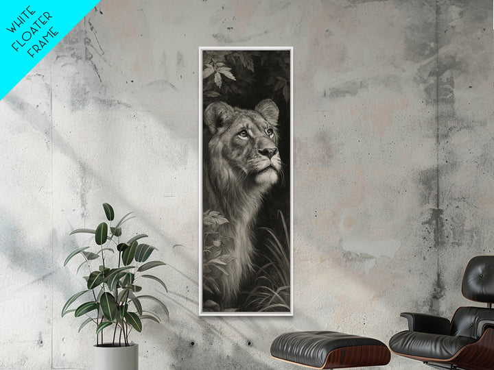 Dramatic Black and White Lion Portrait Canvas Print, Black and White Art, Textured Painting, Living Room Decor, Monochrome, BAW-1x3-29