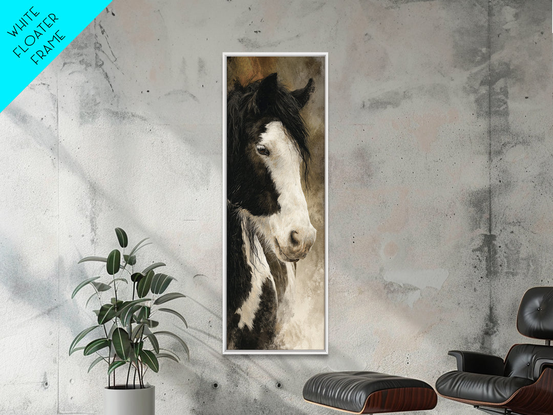 Black and White Wild Horse Portrait Canvas Print, Black and White Art, Photography Prints, Living Room Decor, Monochrome, BAW-1x3-41