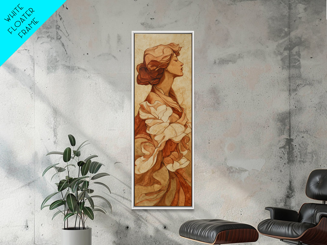 Classic Nude Figure Sketch Framed Canvas Print, Black and White Art, Wall Art, Living Room Decor, Oil Painting, Monochrome, BAW-1x3-45