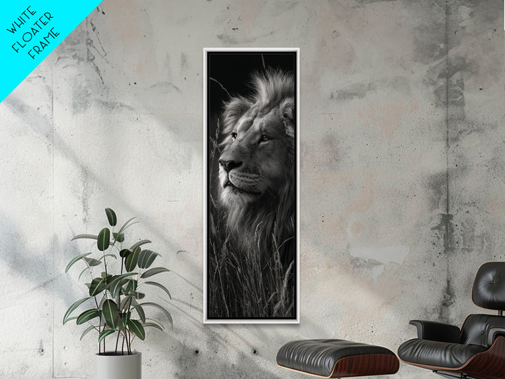 Dramatic Black and White Lion Portrait Canvas Print, Black and White Art, Fine Art Print, Living Room Decor, Oil Painting, BAW-1x3-5