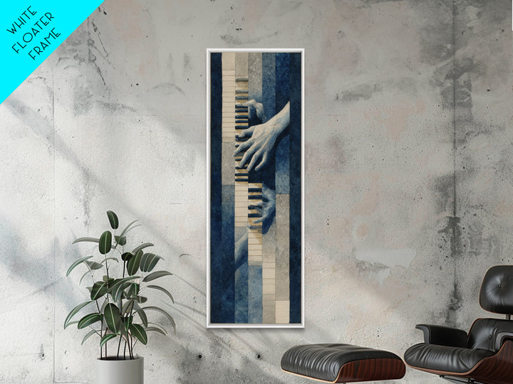 Piano Keys and Hands Framed Canvas Print, Black and White Art, Photo Prints, Living Room Decor, Watercolor Art, Monochrome, BAW-1x3-58