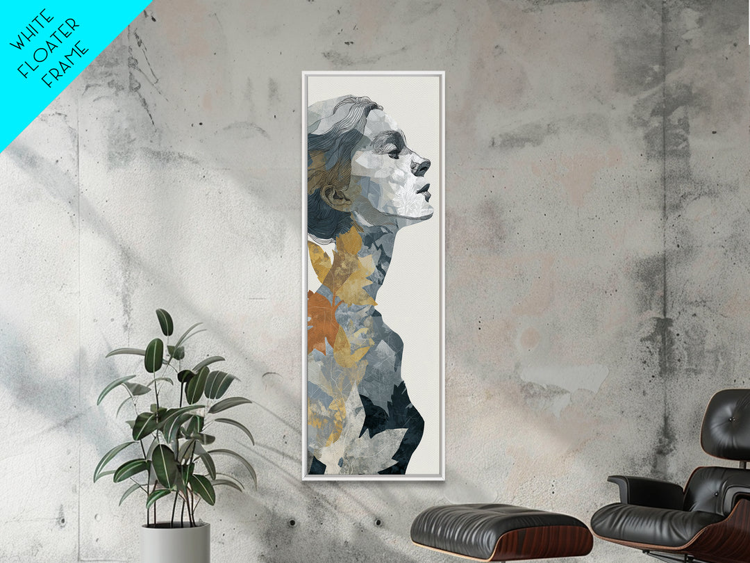 Monochrome Female Profile Framed Canvas Print, Black and White Art, Digital Prints, Living Room Decor, Abstract Art, Monochrome, BAW-1x3-61