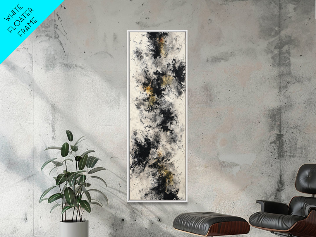 Abstract Charcoal Gestures on White Paper Canvas Print, Black and White Art, Printable Art, Living Room Decor, Monochrome, BAW-1x3-64