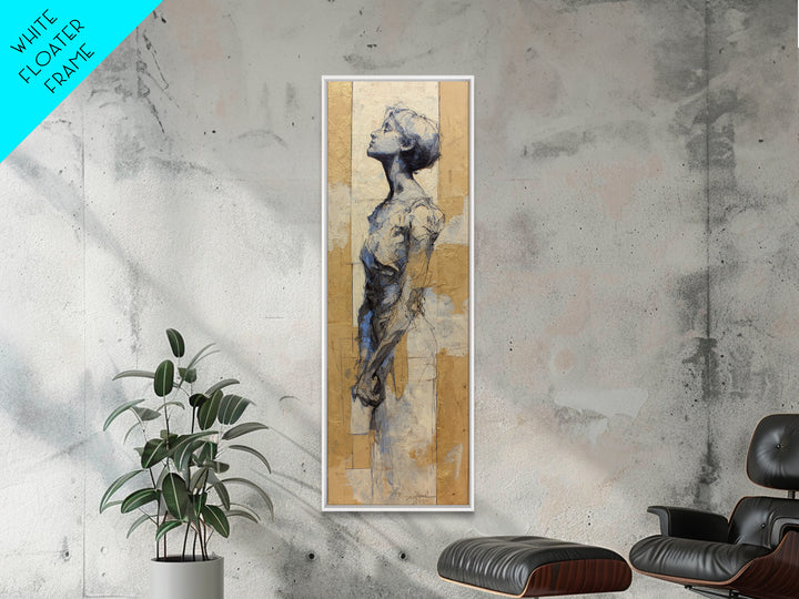 Classic Nude Figure Sketch Framed Canvas Print, Black and White Art, Wall Art, Living Room Decor, Oil Painting, Monochrome, BAW-1x3-69