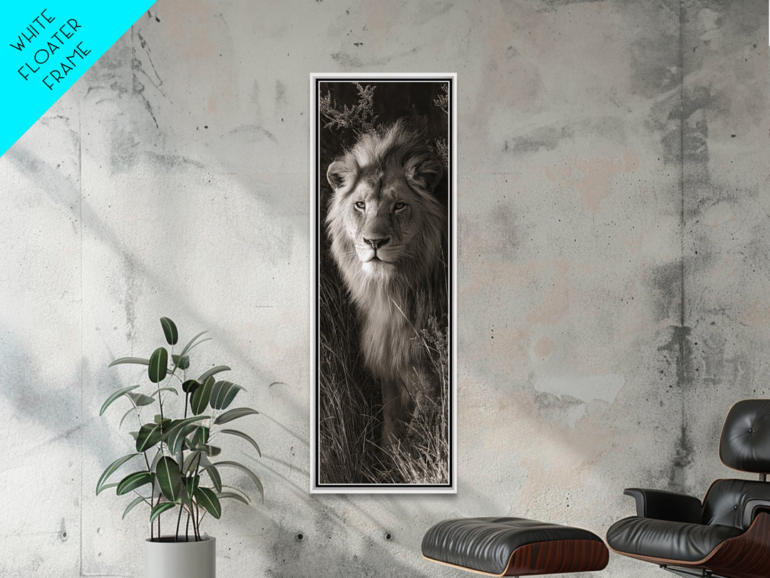 Dramatic Black and White Lion Portrait Canvas Print, Black and White Art, Art, Living Room Decor, Fine Art, Monochrome, BAW-1x3-77