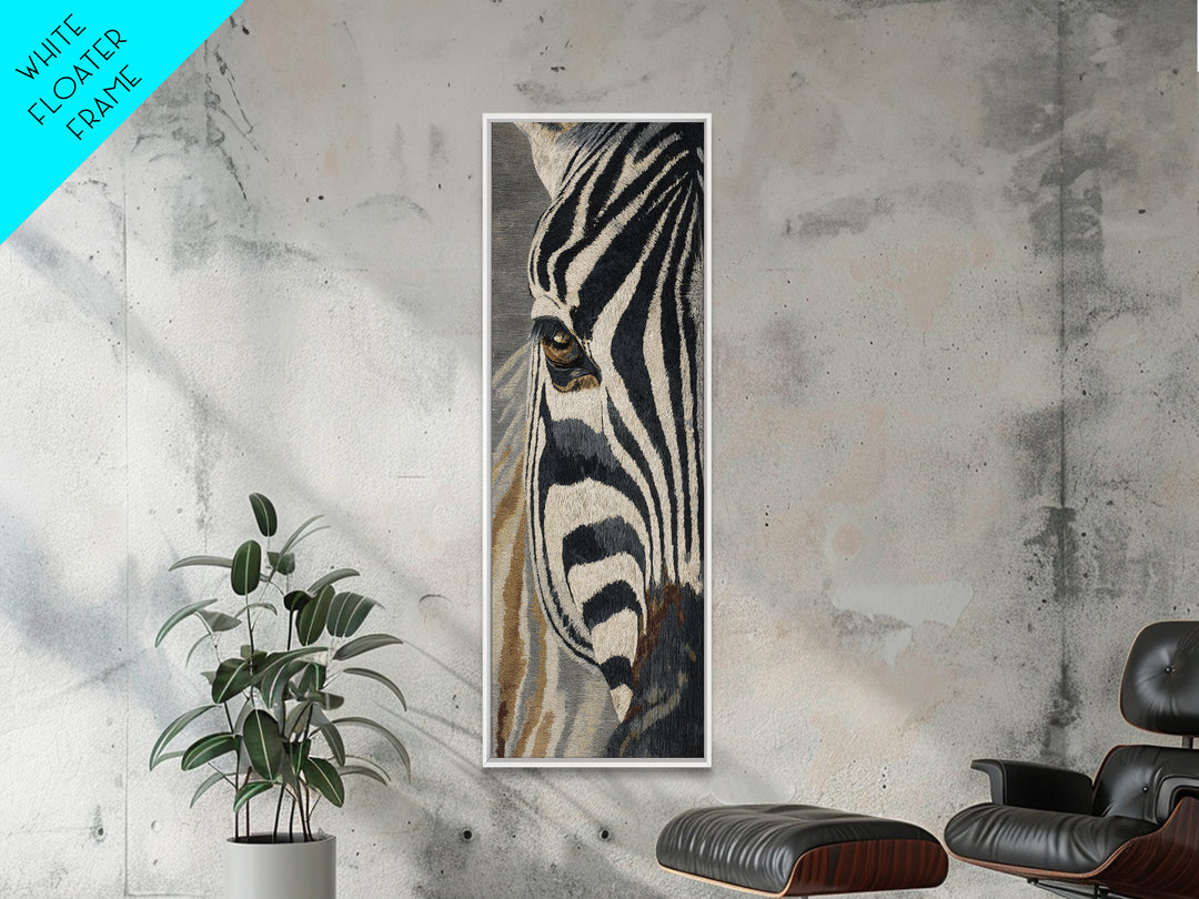 Zebra Stripe Closeup as Graphic Abstraction Canvas Print, Black and White Art, Photography Prints, Living Room Decor, BAW-1x3-92