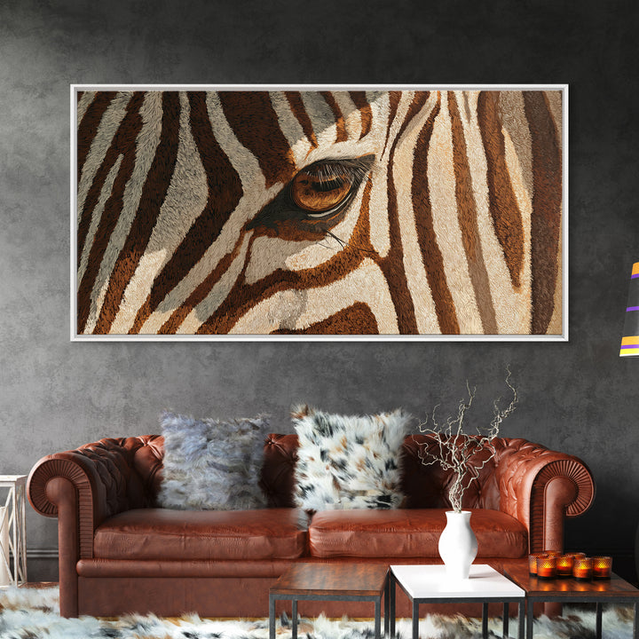 Zebra Stripe Closeup as Graphic Abstraction Canvas Print, Black and White Art, Canvas Print, Living Room Decor, Monochrome, BAW-2x1-100