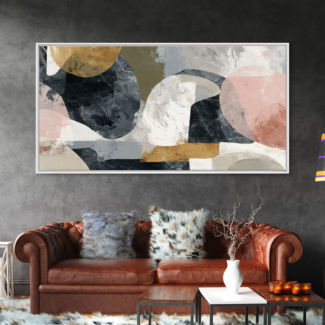 Abstract Marble Texture Framed Canvas Print, Black and White Art, Abstract Wall Art, Living Room Decor, Abstract Art, BAW-2x1-11