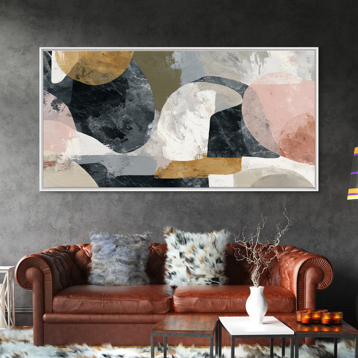Abstract Marble Texture Framed Canvas Print, Black and White Art, Abstract Wall Art, Living Room Decor, Abstract Art, BAW-2x1-11