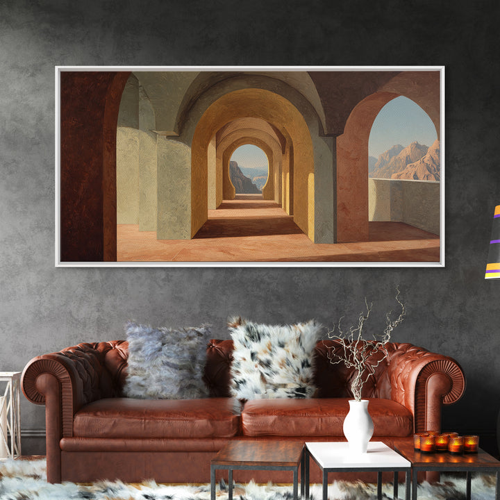 High Contrast Architectural Arches and Shadows Canvas Print, Black and White Art, Digital Art, Living Room Decor, Monochrome, BAW-2x1-23