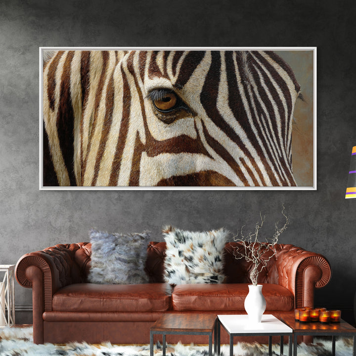 Zebra Stripe Closeup as Graphic Abstraction Canvas Print, Black and White Art, Contemporary Art, Living Room Decor, Monochrome, BAW-2x1-28