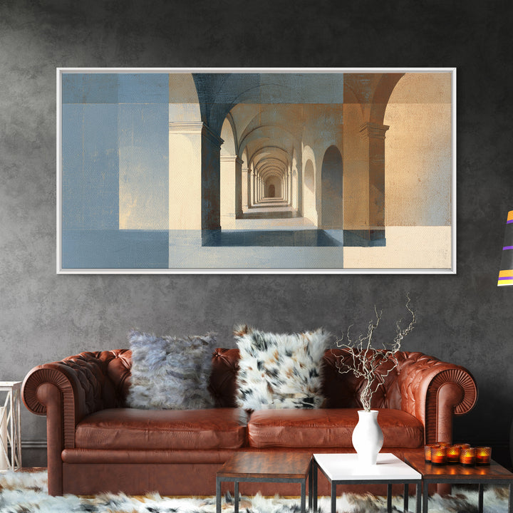 High Contrast Architectural Arches and Shadows Canvas Print, Black and White Art, Original Art, Living Room Decor, Monochrome, BAW-2x1-47