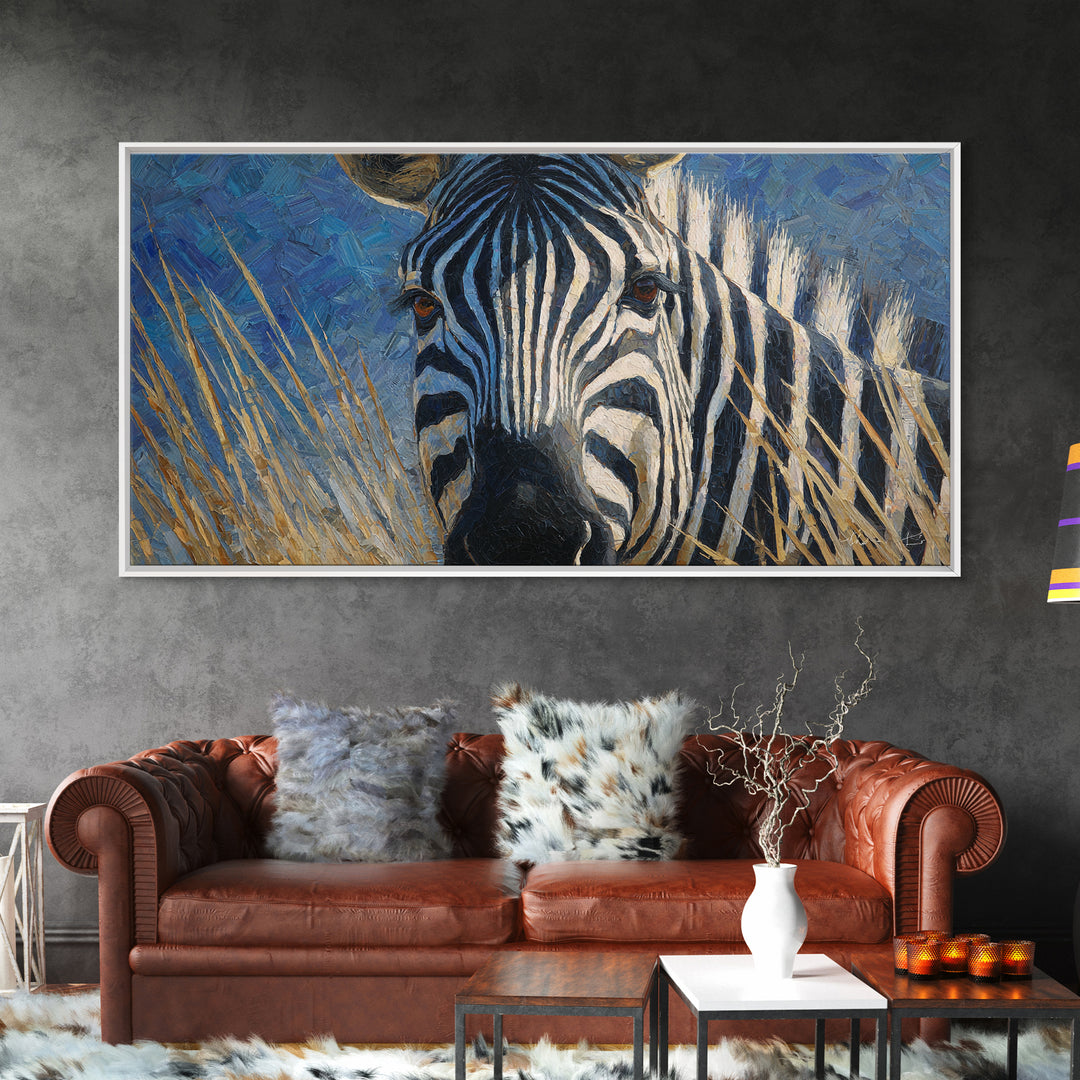 Zebra Stripe Closeup as Graphic Abstraction Canvas Print, Black and White Art, Halloween Decor, Living Room Decor, Monochrome, BAW-2x1-52