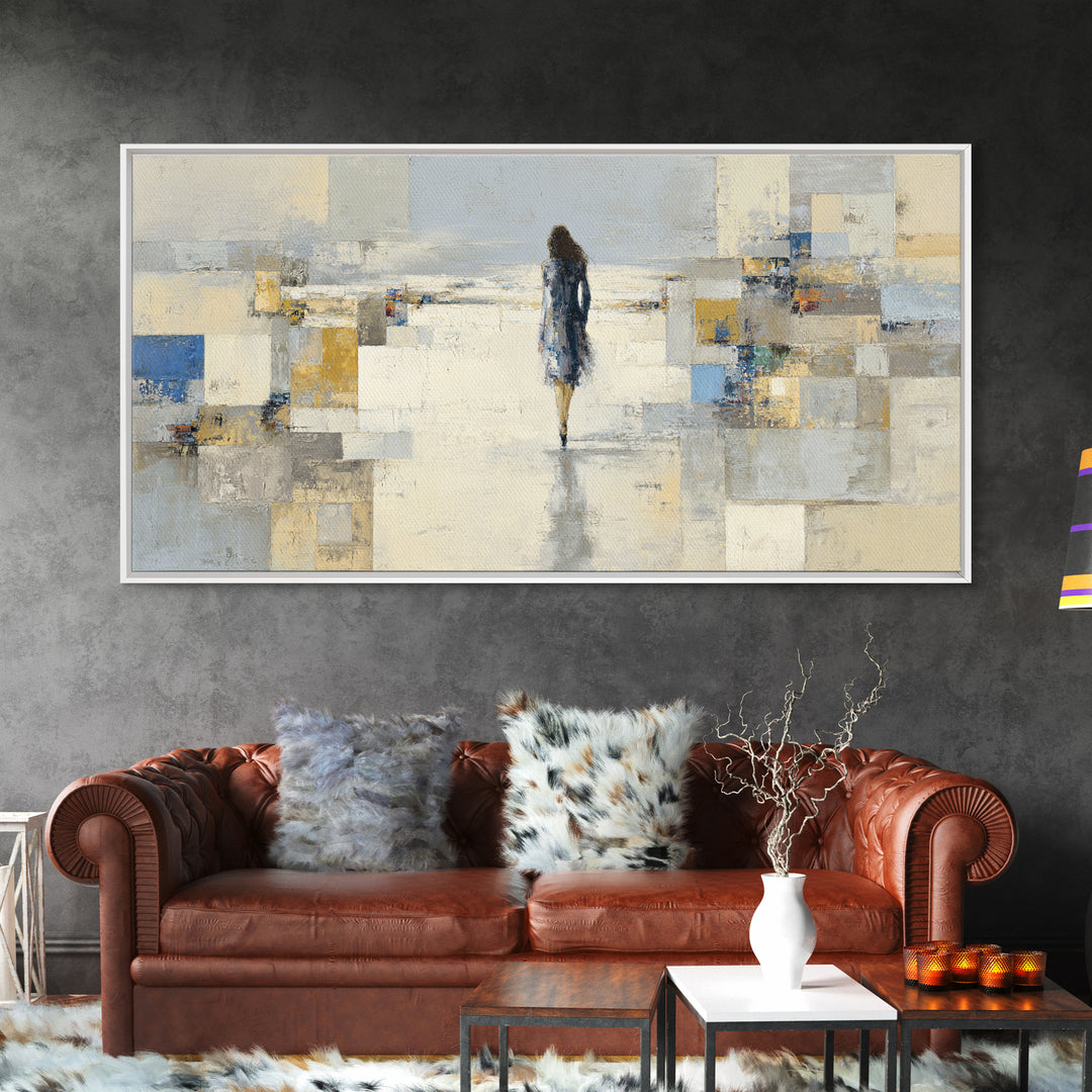 Classic Nude Figure Sketch Canvas Print, Black and White Art, Original Art, Living Room Decor, Oil Painting, Monochrome, BAW-2x1-53