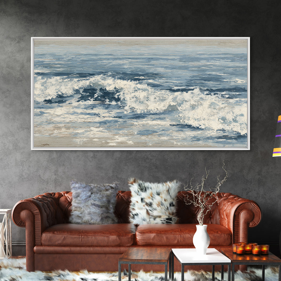 Stormy Ocean Wave Canvas Print, Black and White Art, Digital Prints, Living Room Decor, Fine Art, Monochrome, Wood Wall Art, BAW-2x1-54