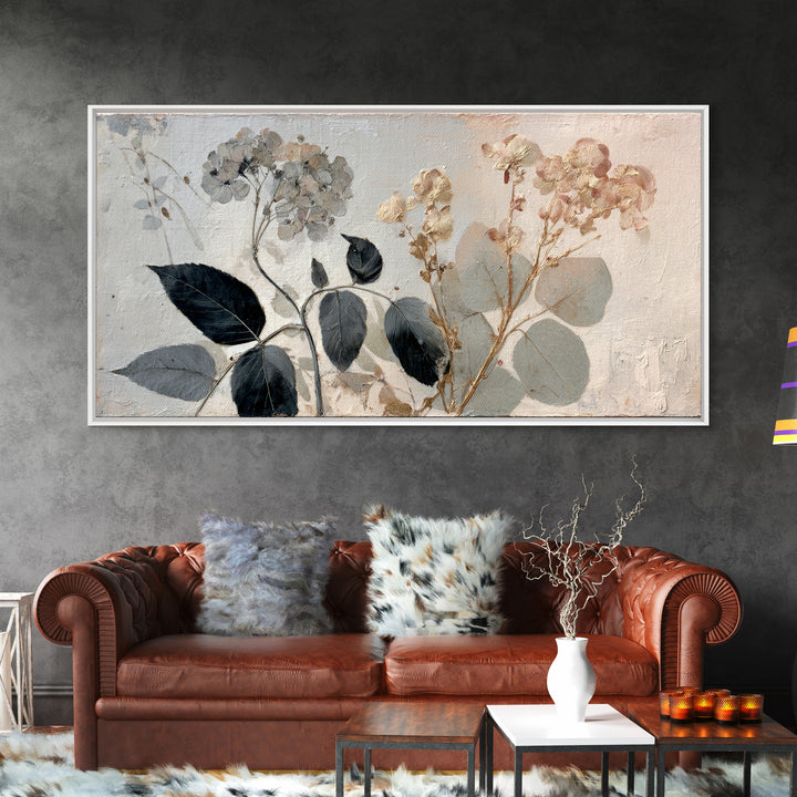 Black and White Botanical Specimen Plate Canvas Print, Black and White Art, Gallery Decor, Living Room Decor, Monochrome, BAW-2x1-67