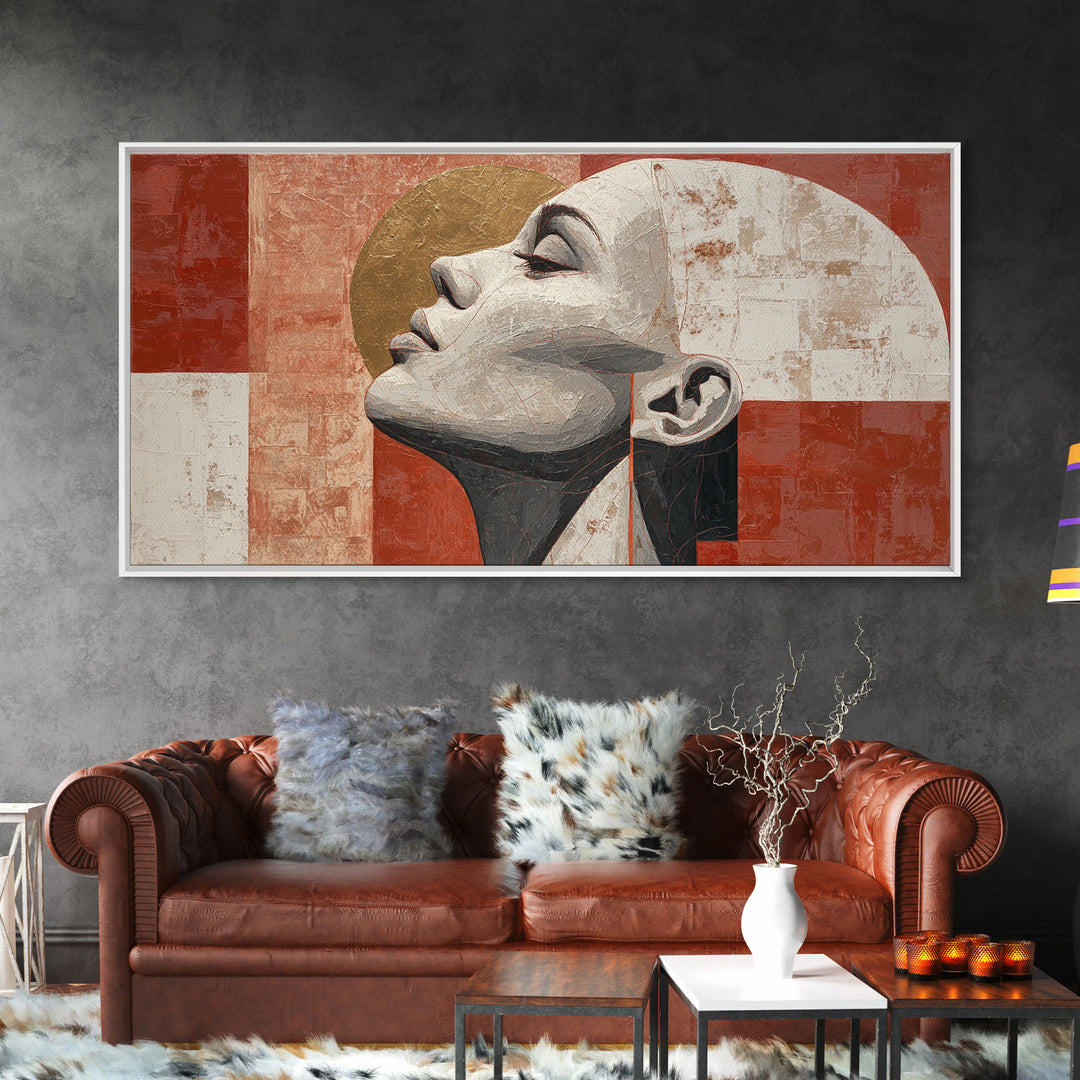 Monochrome Female Profile Canvas Print, Black and White Art, Printable Art, Living Room Decor, Abstract Art, Monochrome, BAW-2x1-69
