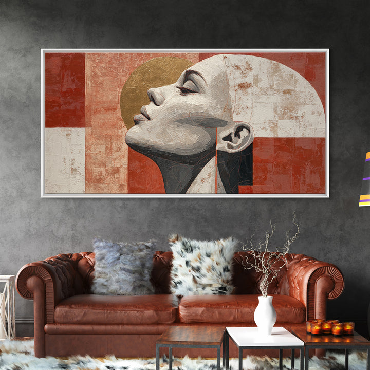 Monochrome Female Profile Canvas Print, Black and White Art, Printable Art, Living Room Decor, Abstract Art, Monochrome, BAW-2x1-69
