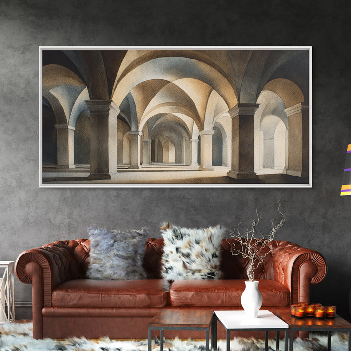 High Contrast Architectural Arches and Shadows Canvas Print, Black and White Art, Set of 3 Prints, Living Room Decor, BAW-2x1-71