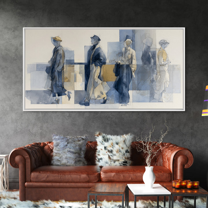 Classic Nude Figure Sketch Canvas Print, Black and White Art, Original Art, Living Room Decor, Oil Painting, Monochrome, BAW-2x1-77