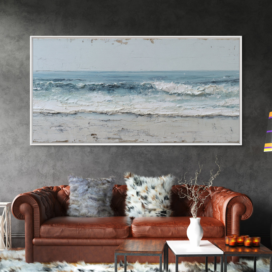 Stormy Ocean Wave Canvas Print, Black and White Art, Digital Prints, Living Room Decor, Fine Art, Monochrome, Wood Wall Art, BAW-2x1-78