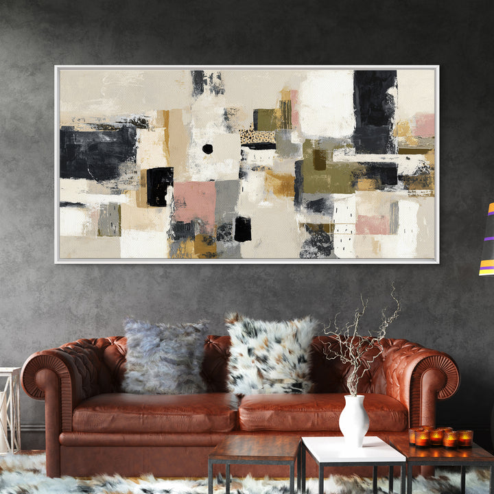 Abstract Marble Texture Framed Canvas Print, Black and White Art, Wall Decor, Living Room Decor, Fine Art, Monochrome, BAW-2x1-83