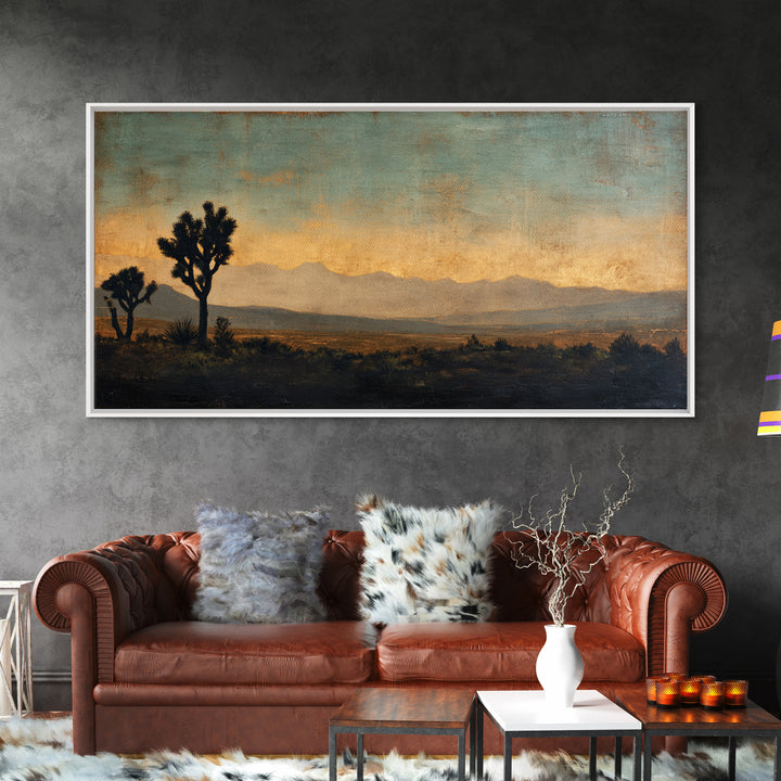 Monochrome Desert Cactus Silhouette Canvas Print, Black and White Art, Apartment Decor, Living Room Decor, Oil Painting, BAW-2x1-89
