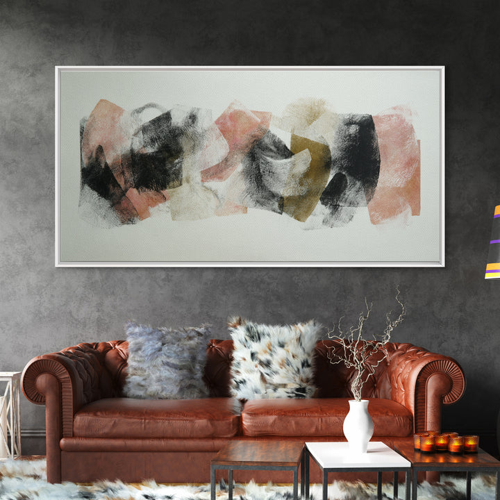 Abstract Charcoal Gestures on White Paper Canvas Print, Black and White Art, Modern Wall Art, Living Room Decor, Monochrome, BAW-2x1-96