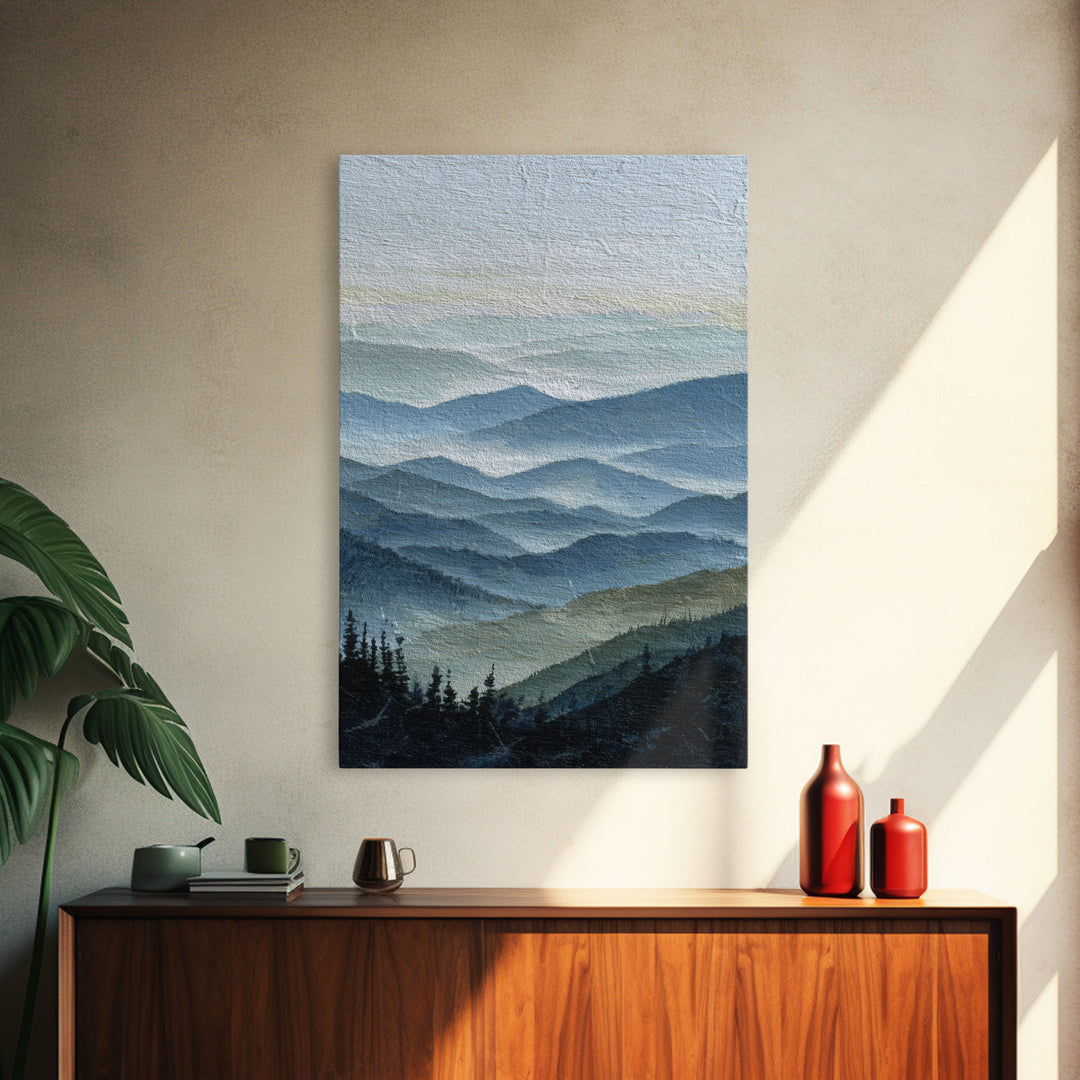Black Ink Mountain Range Canvas Print, Black and White Art, Contemporary Art, Living Room Decor, Fine Art, Monochrome, BAW-2x3-10