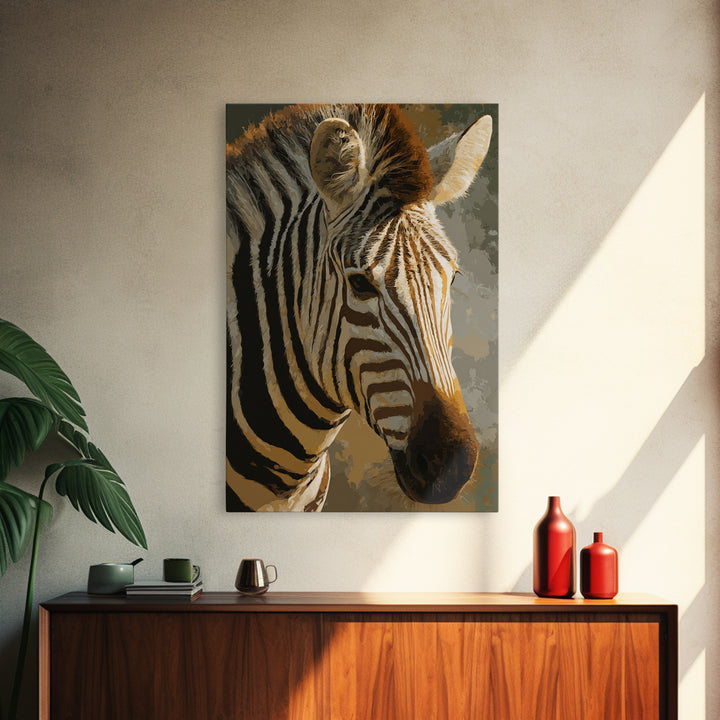 Zebra Stripe Closeup as Graphic Abstraction Canvas Print, Black and White Art, Gallery Decor, Living Room Decor, Monochrome, BAW-2x3-16