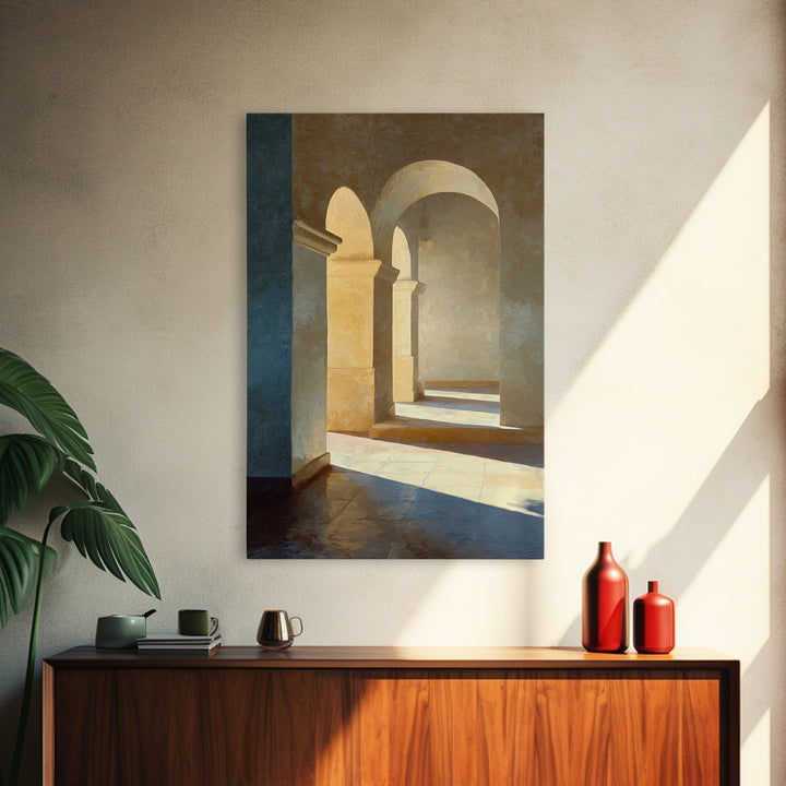 High Contrast Architectural Arches and Shadows Canvas Print, Black and White Art, Digital Art, Living Room Decor, Monochrome, BAW-2x3-35